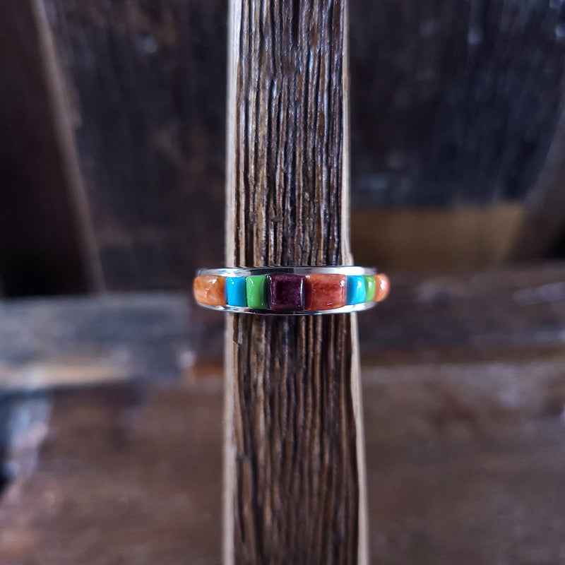 D.S. Zuni Inlay Clover Ring