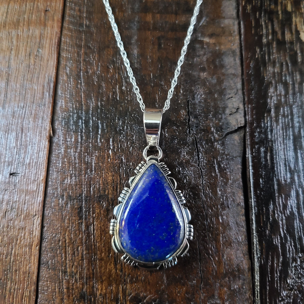 Lapis | Sterling Silver | Pendant - Native American Indian | Navajo - Larry Yazzie