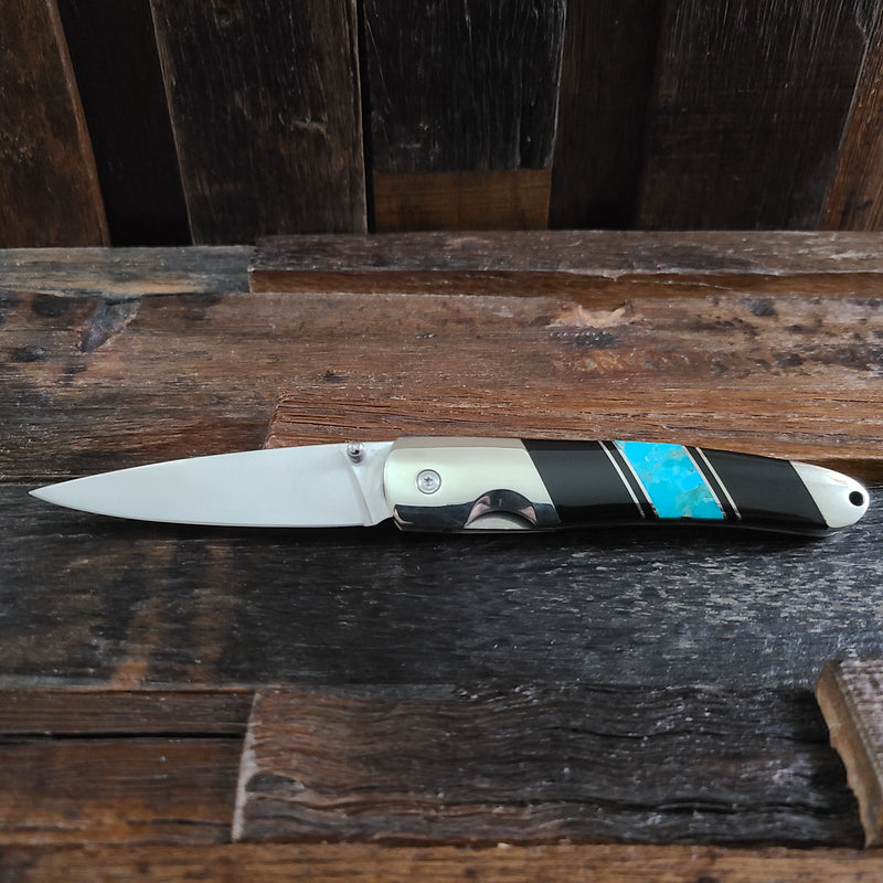 Turquoise and Jet Inlay Knife