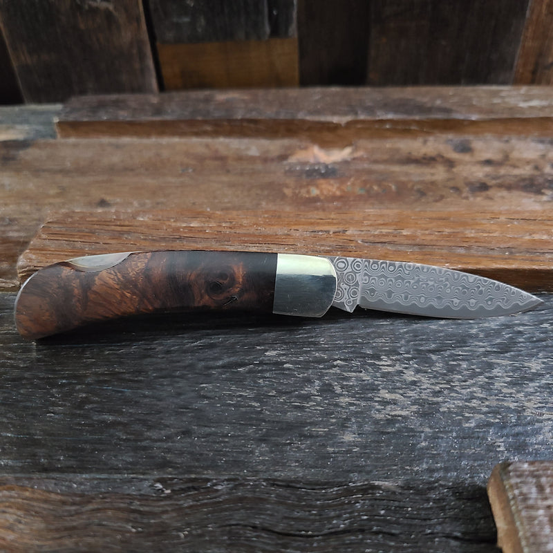 Turquoise & Ironwood Damascus Inlay Knife
