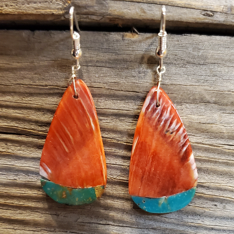 Spiny Oyster & Turquoise Earrings