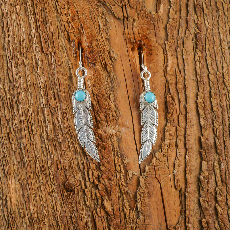 Wesley Whitman Silver Stamp Feather Earrings