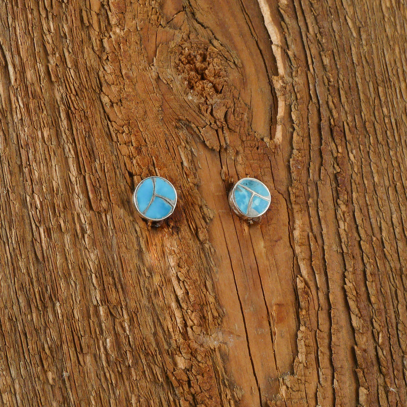 Turquoise Inlay Stud Earrings
