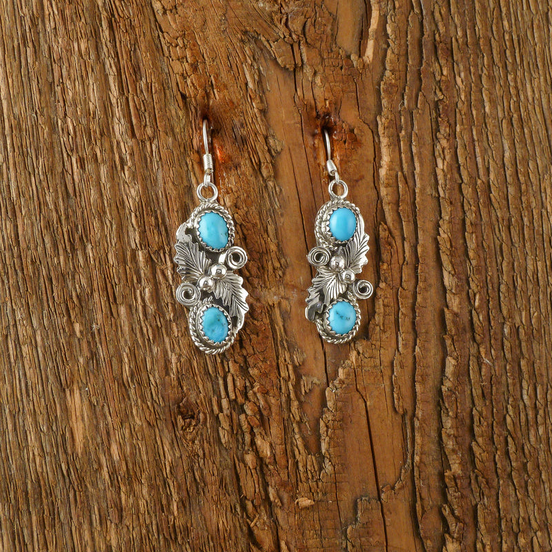 Harold Begay Turquoise Feather Earrings
