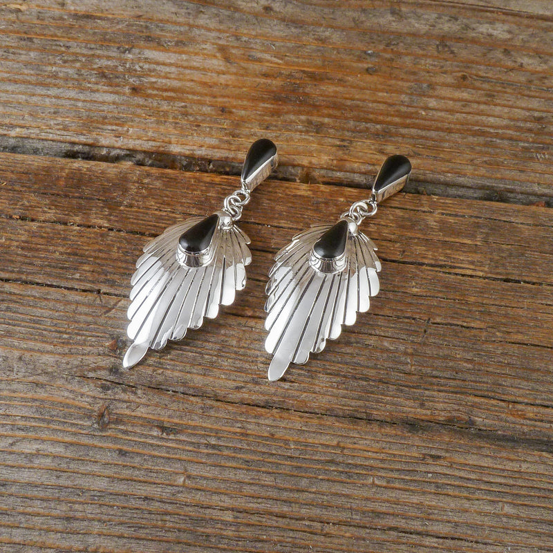 Harry Cacuse Jet Silver Stamp Earrings